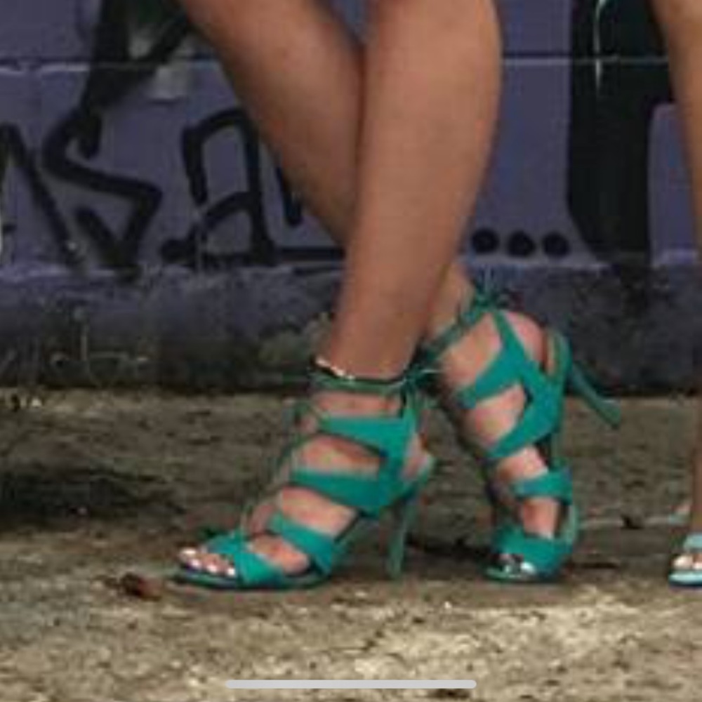 Turquoise Lace-up Heels